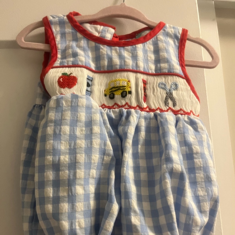Blue and White Checkered Kids One Piece